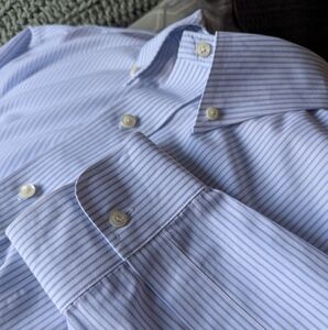Brooks Brothers Light Blue Striped Dress Shirt Slim Fit